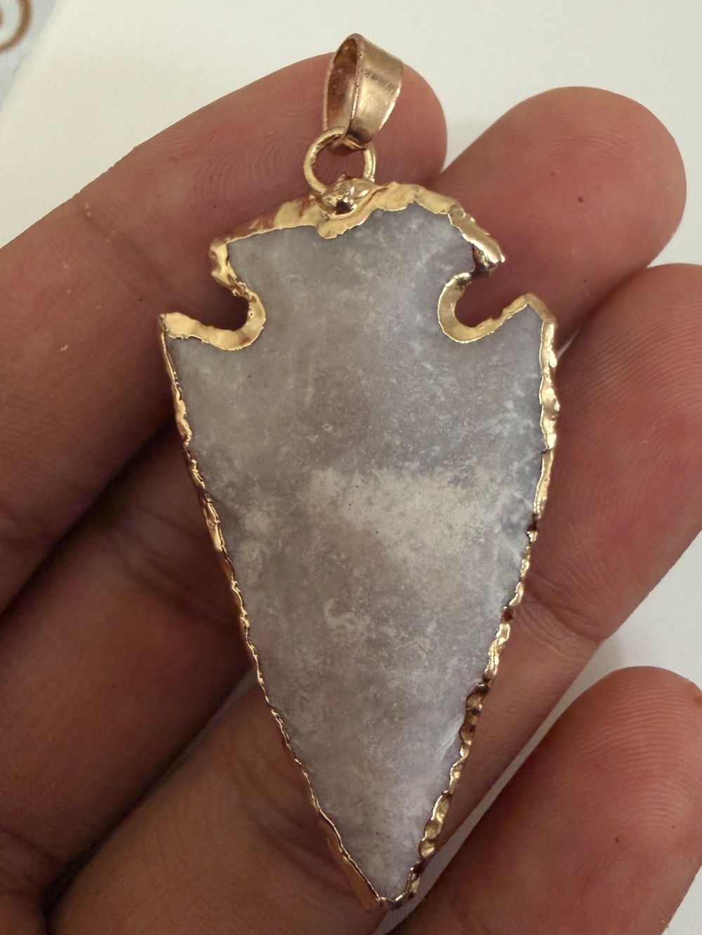 Beautiful Natural Jasper Stone Bactrian Ancient Arrowheads With Gold Plated Pend